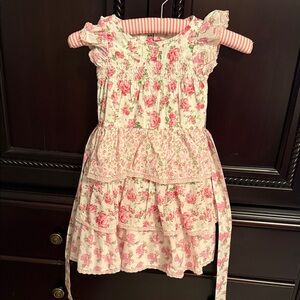 LoveShackFancy Pink Floral Ruffle Dress